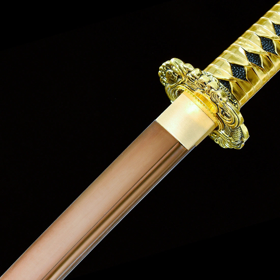 Authentic Japanese Katana Sword – Gold T10 Carbon Steel Blade – Full Tang – High Performance