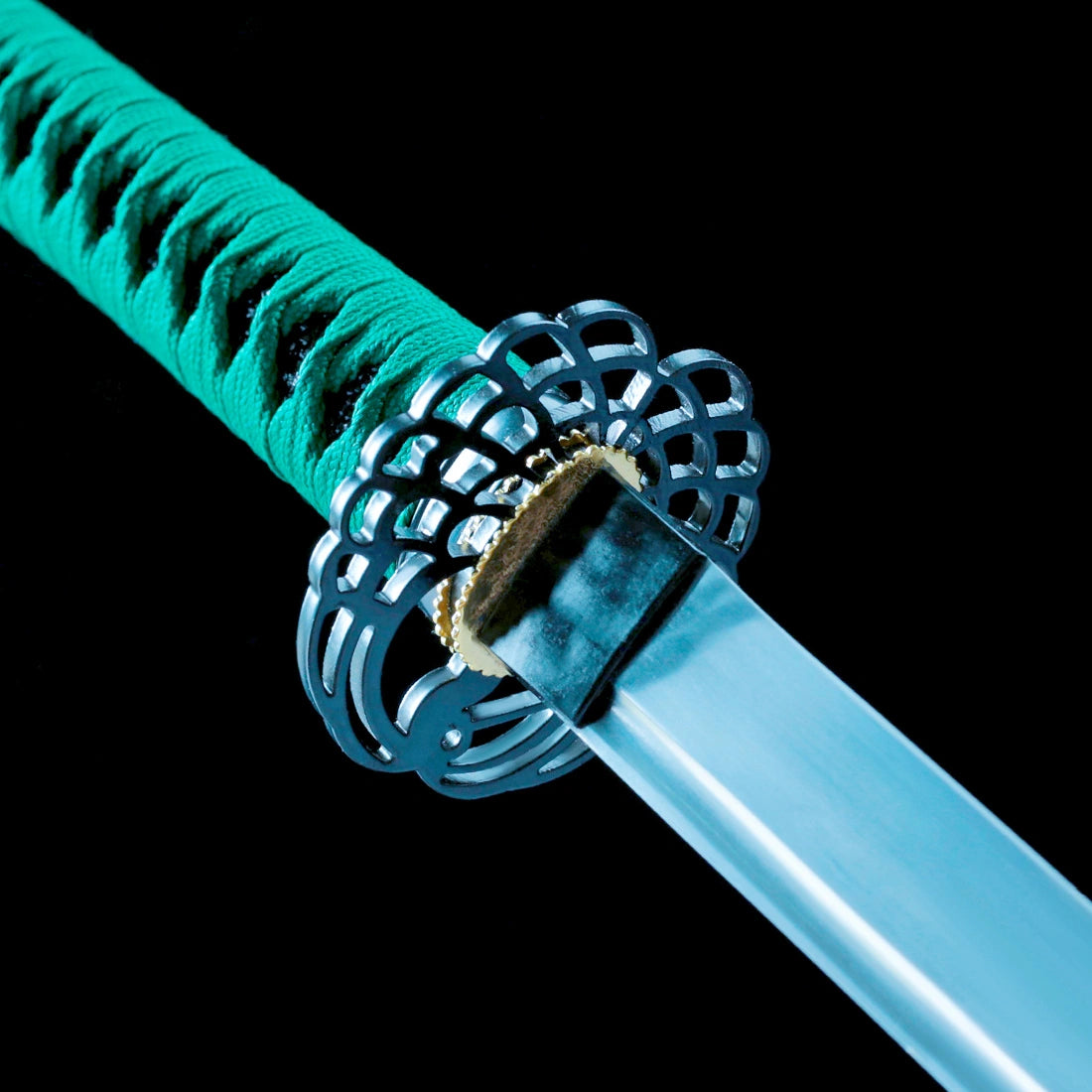 Authentic Handmade Katana Sword – T10 Carbon Steel Blade – Full Tang – Green – High Performance