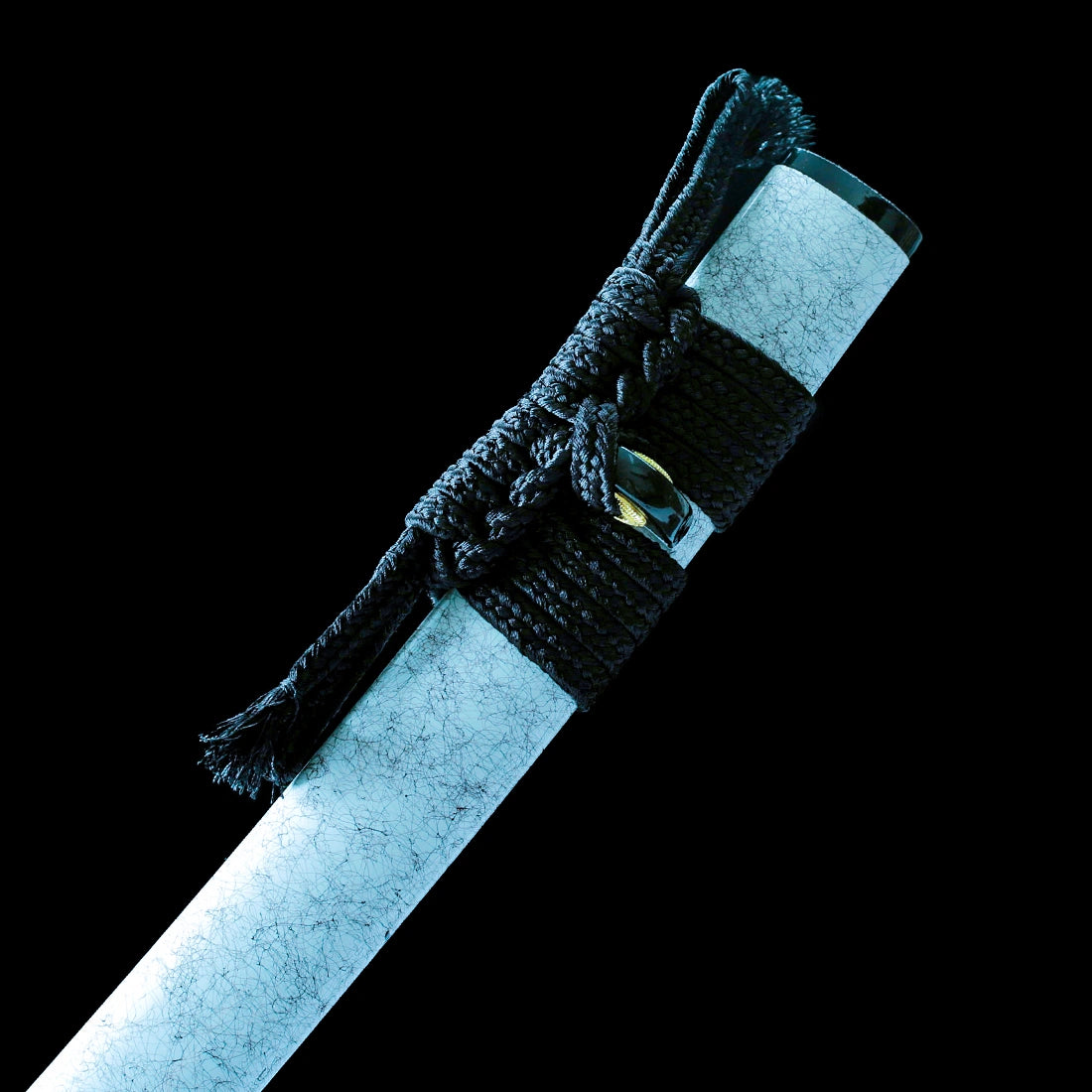 Real Japanese Katana Sword – Handmade Black T10 Steel Blade – White Scabbard