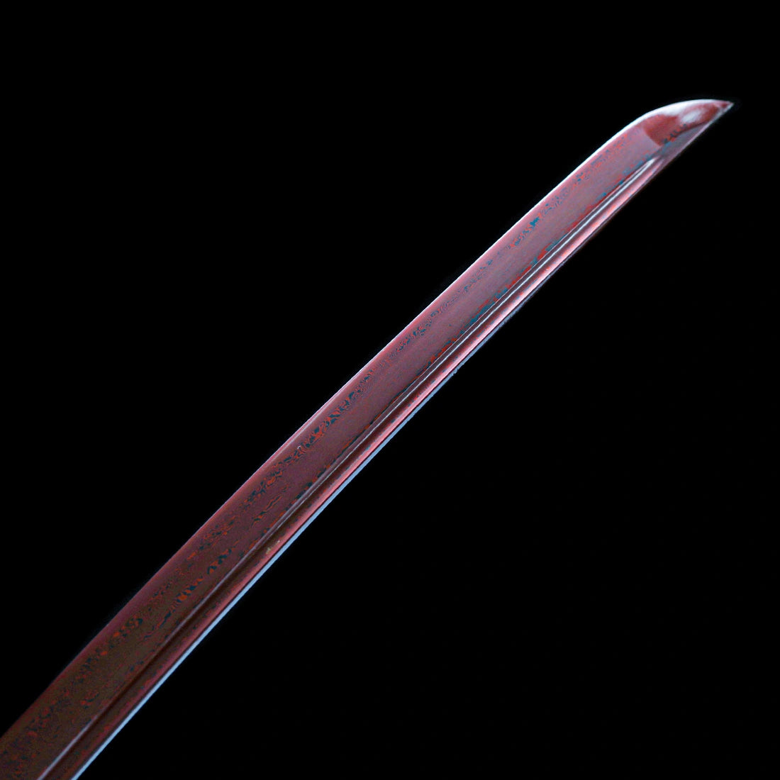 Authentic Japanese Katana – Handmade Red Damascus Pattern Steel Blade