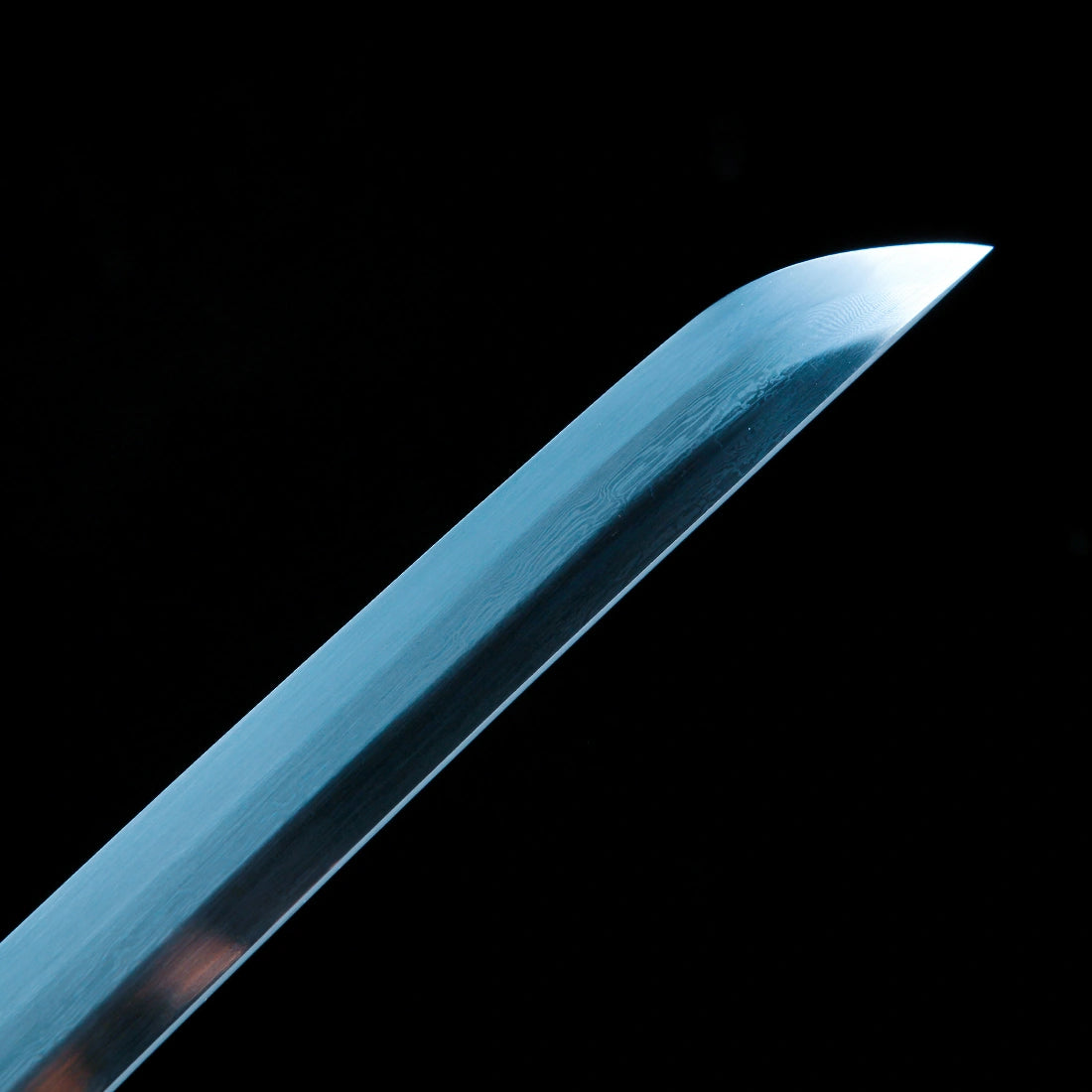 Authentic Katana – Handmade Damascus Pattern Steel Blade – Full Tang – Black – Collector’s Edition