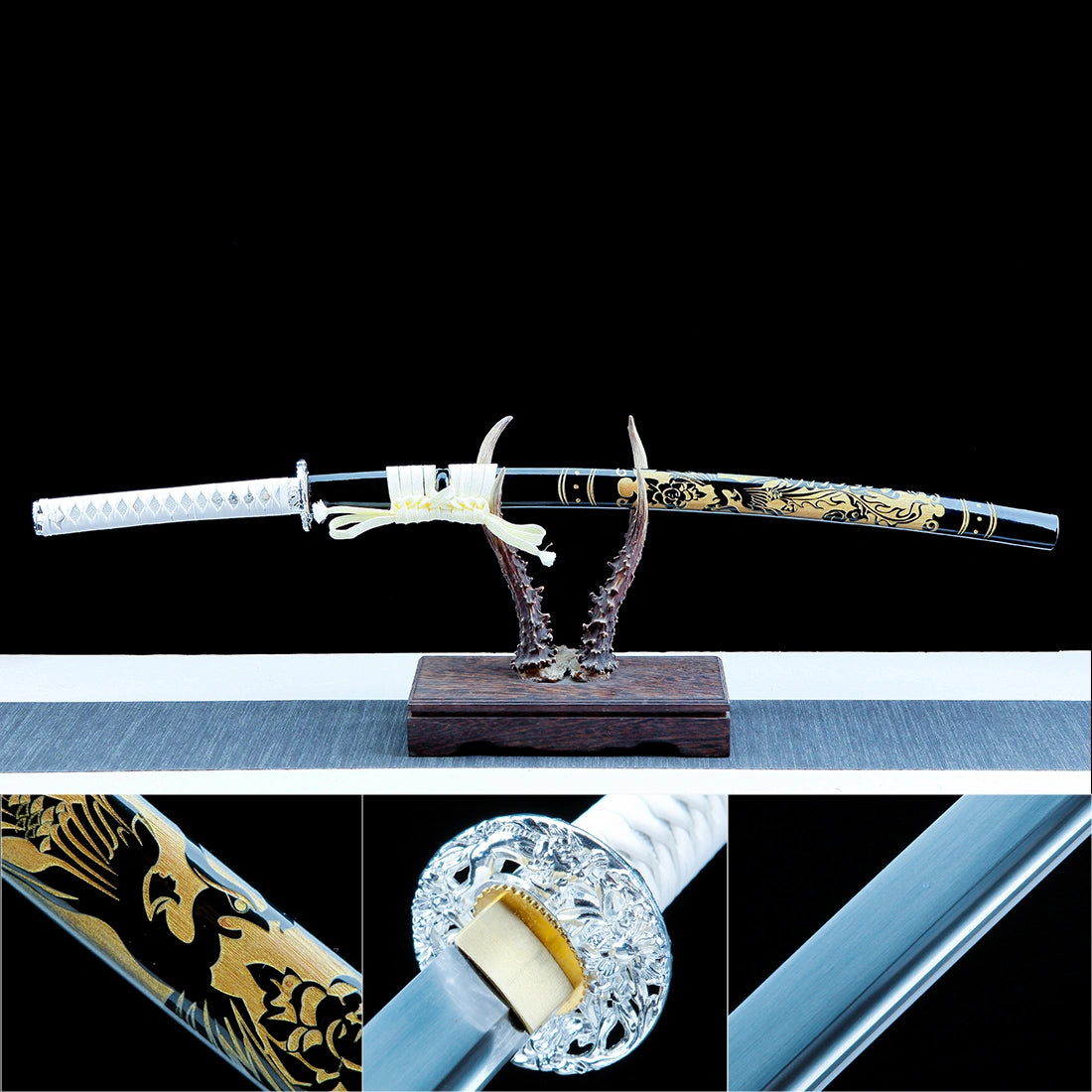 Real Katana Sword – Handmade T10 Carbon Steel Blade – Black – Full Tang – Premium Quality