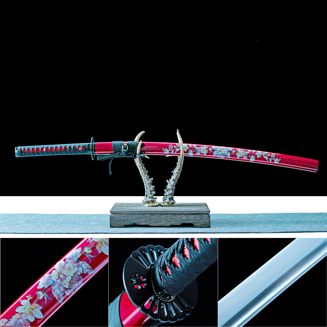 Real Katana Sword – Handmade T10 Carbon Steel Blade – Red – Full Tang – Premium Quality