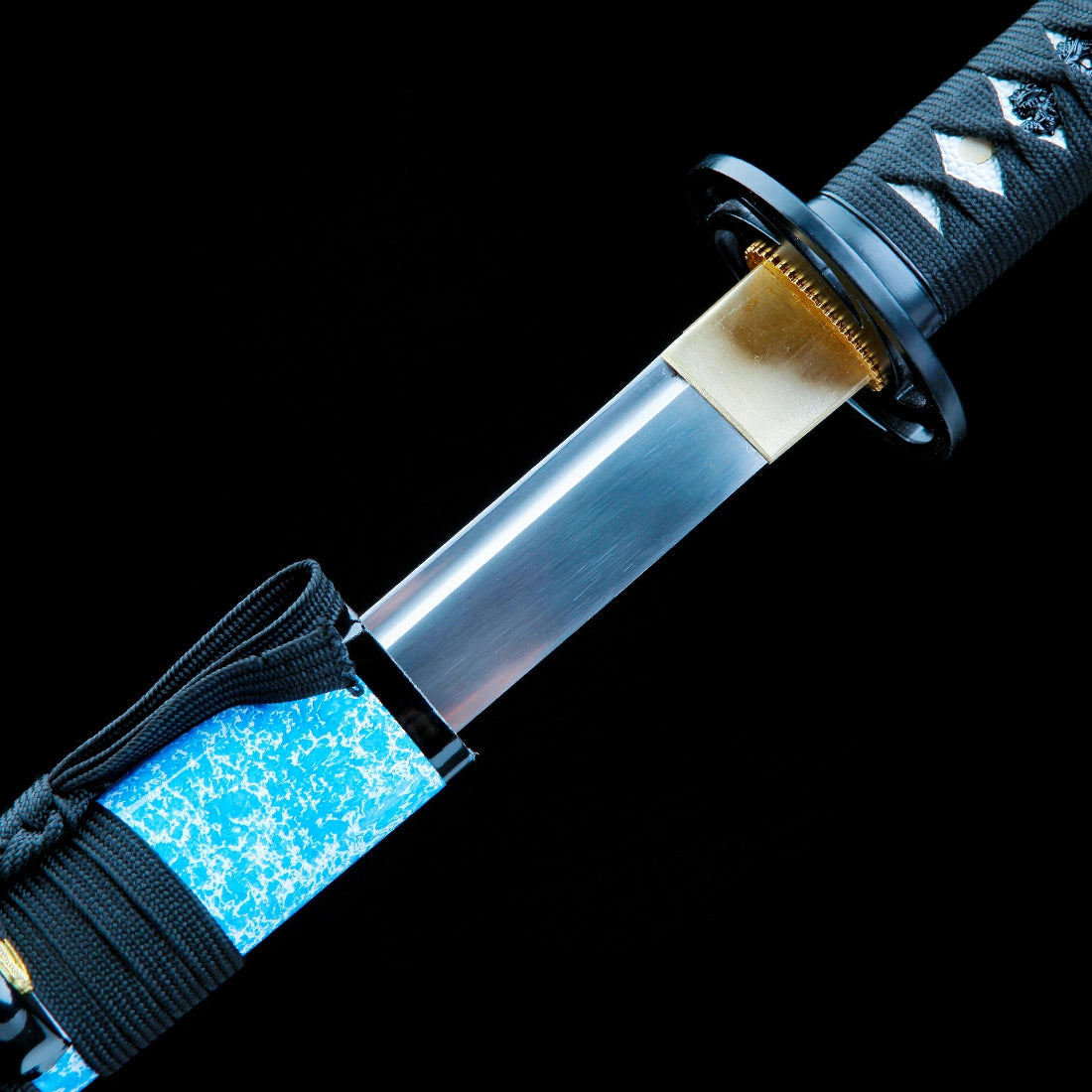 Real Handmade Katana Sword – T10 Carbon Steel Blade – Full Tang – Blue – High Performance