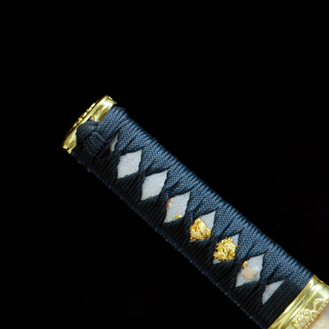 Real Japanese Tanto – Full Black Scabbard – Gold Tsuba – T10 Carbon Steel Blade – Full Tang