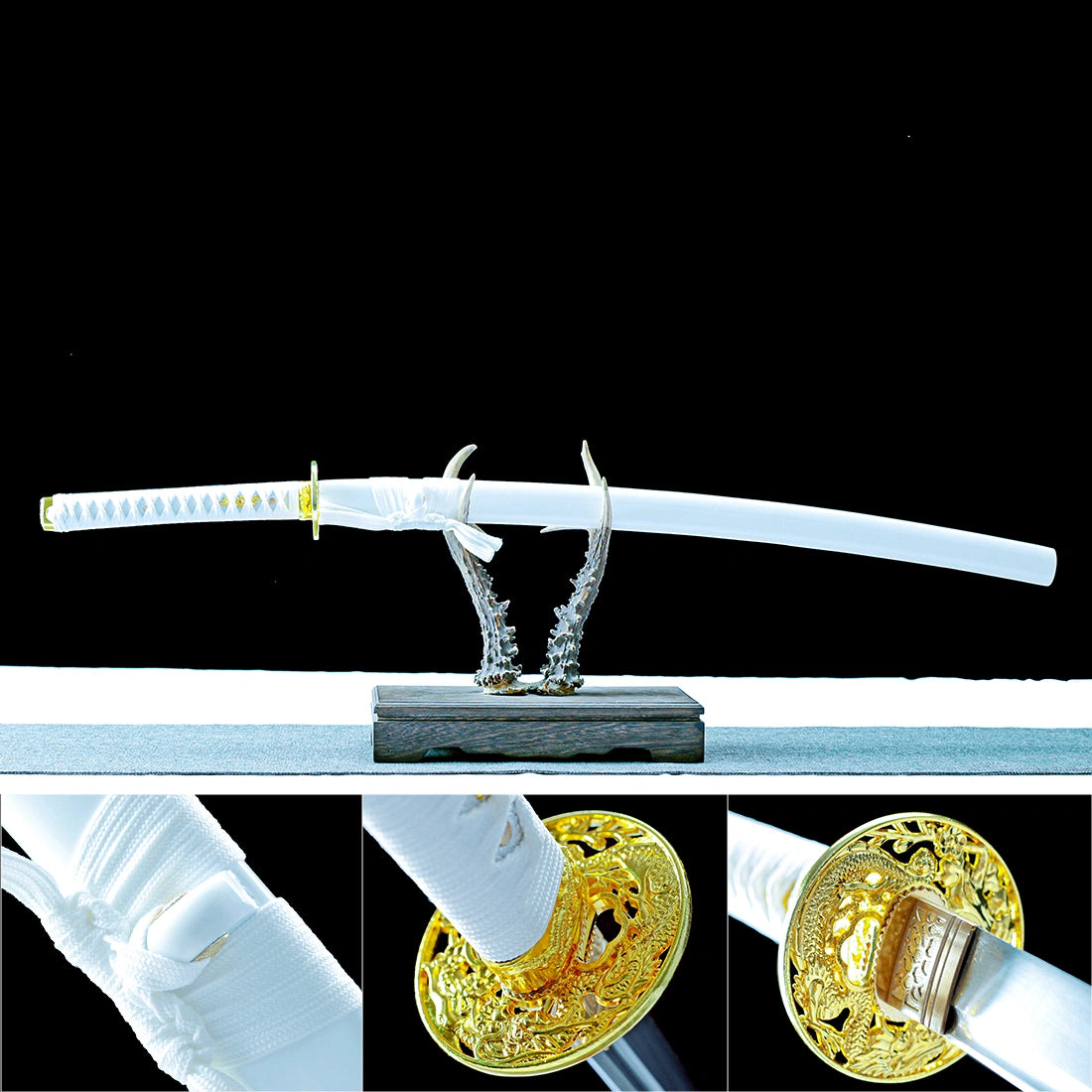 Real Katana Sword – Handmade 1065 Carbon Steel Blade – White – Full Tang – Premium Quality