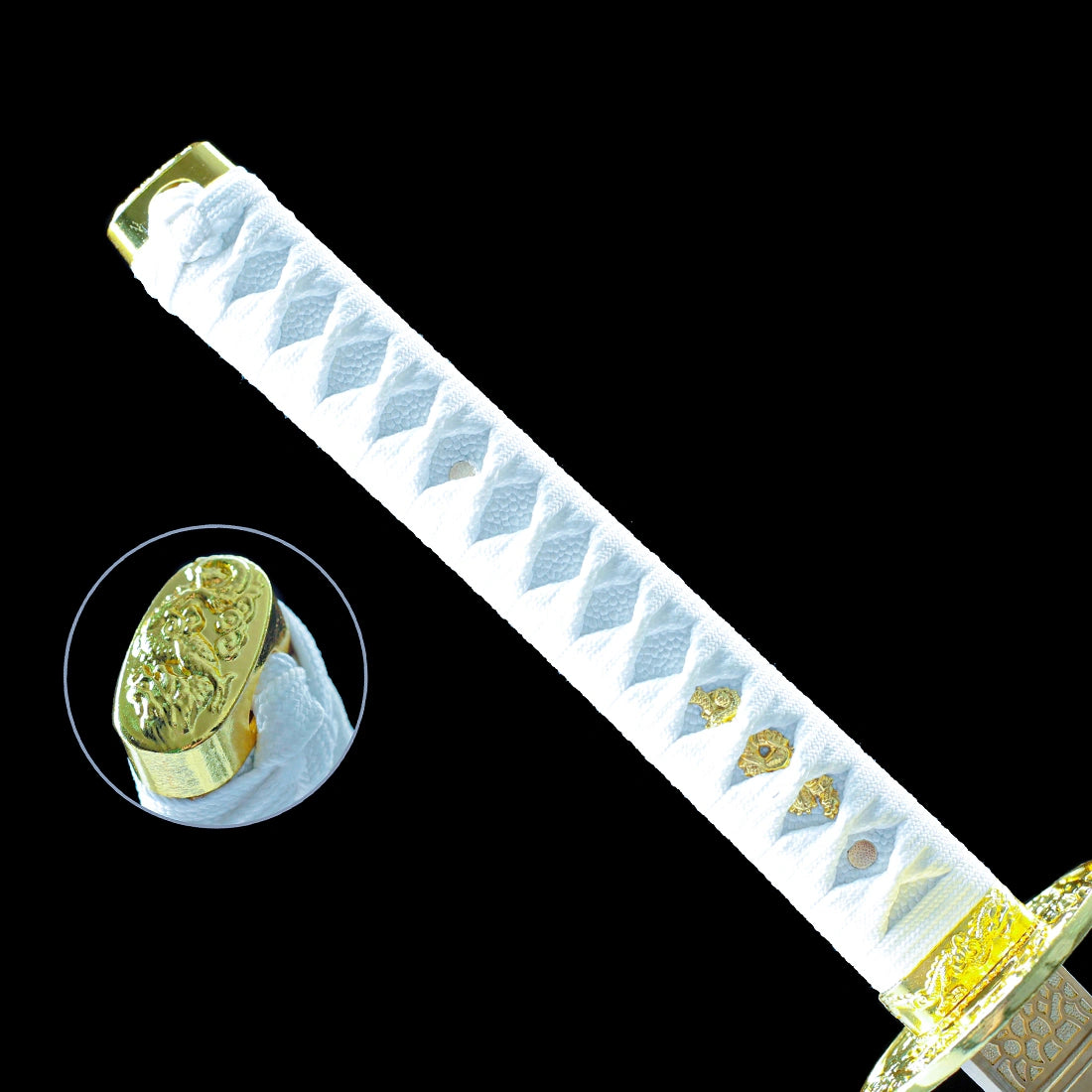 Real Katana Sword – Handmade 1065 Carbon Steel Blade – White – Full Tang – Premium Quality