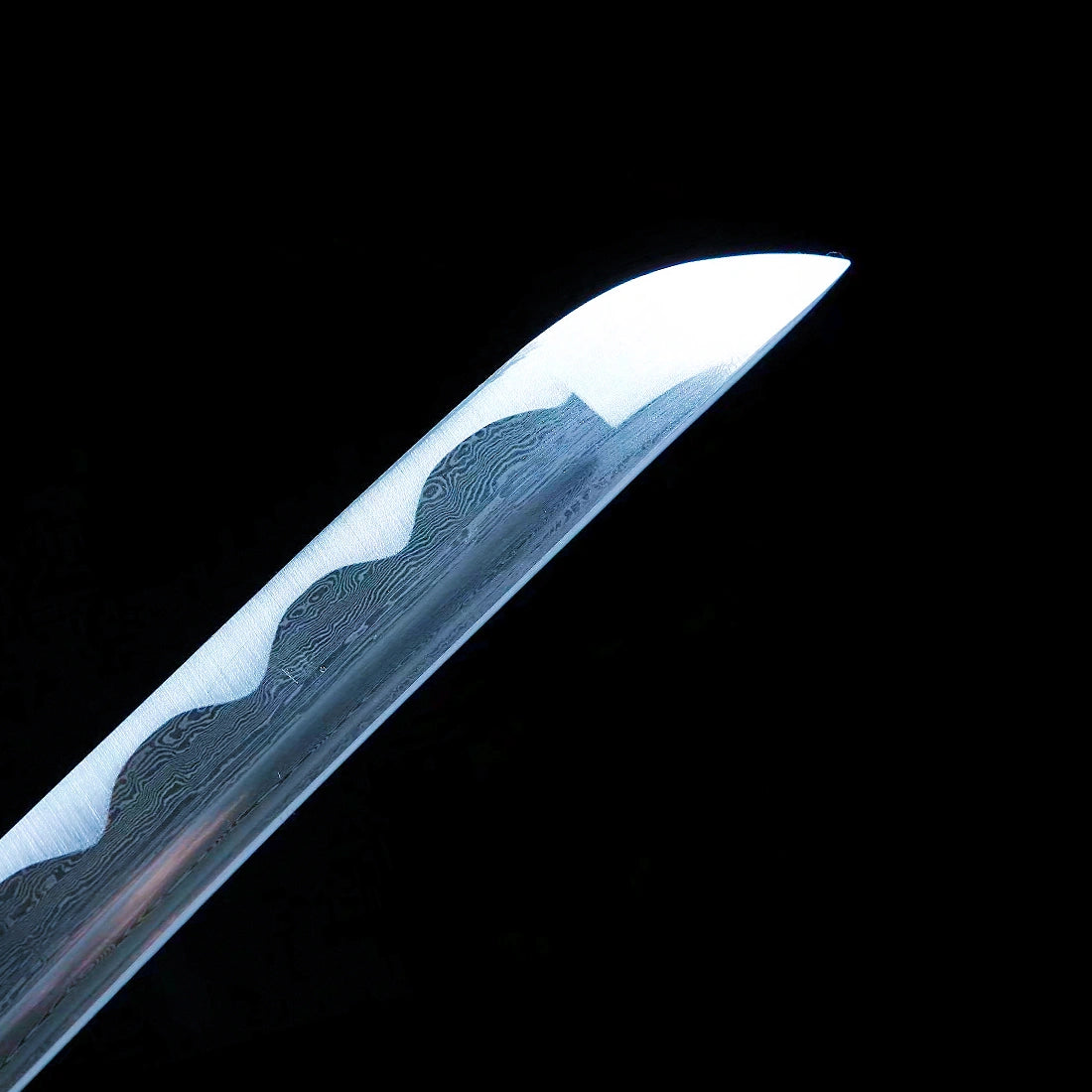 Real Katana Sword – Handmade Damascus Pattern Steel – Black – Full Tang – Premium Quality