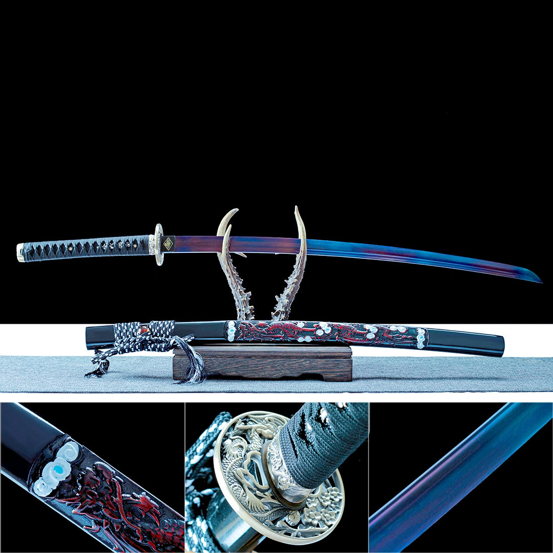 Real Katana Sword – Handmade Purple T10 Carbon Steel Blade – Full Tang – Collector’s Edition
