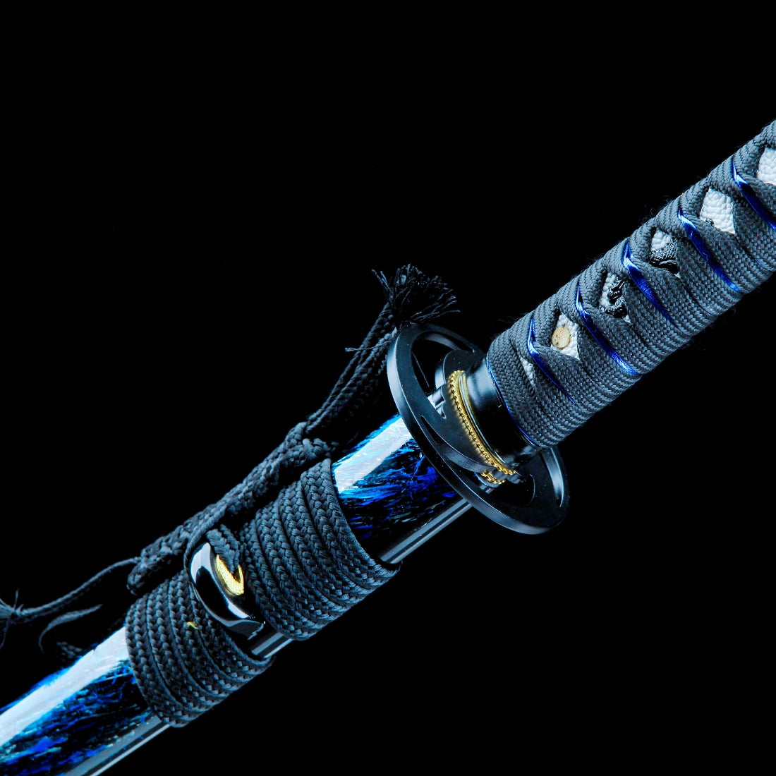Real Japanese Samurai Sword – Handmade T10 Carbon Steel Blade – Blue – Full Tang – Battle Ready
