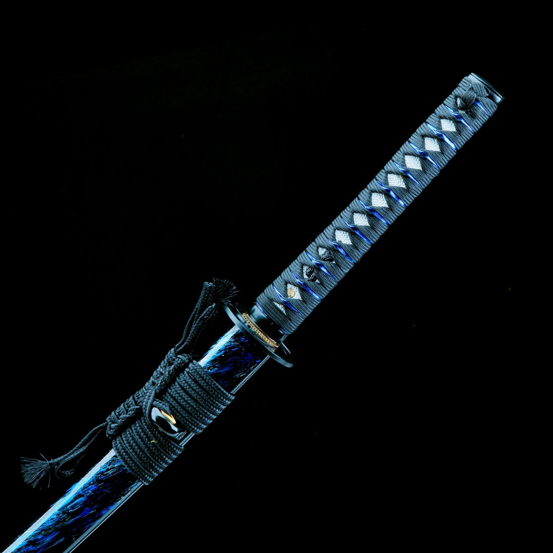 Real Japanese Samurai Sword – Handmade T10 Carbon Steel Blade – Blue – Full Tang – Battle Ready