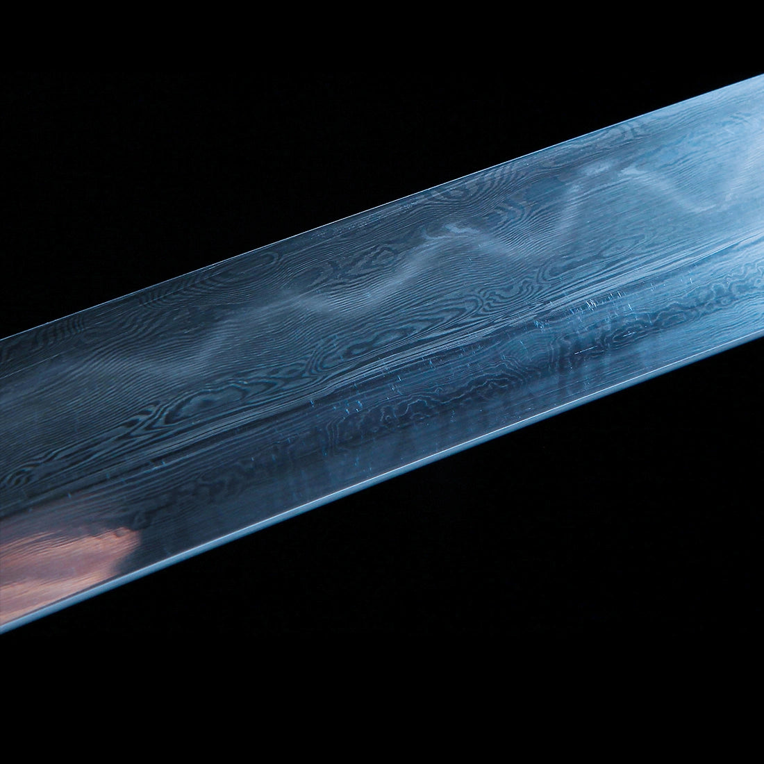 Real Tachi Sword – Damascus Patterned Steel Blade – Natural Solid Wood Saya
