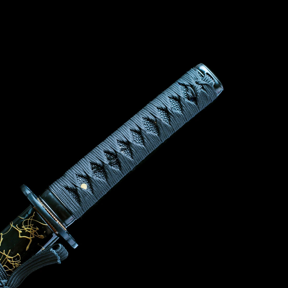 Real Wakizashi Sword – Black Gold-Threaded Scabbard – Hand-Forged 1065 Carbon Steel Blade – High Performance