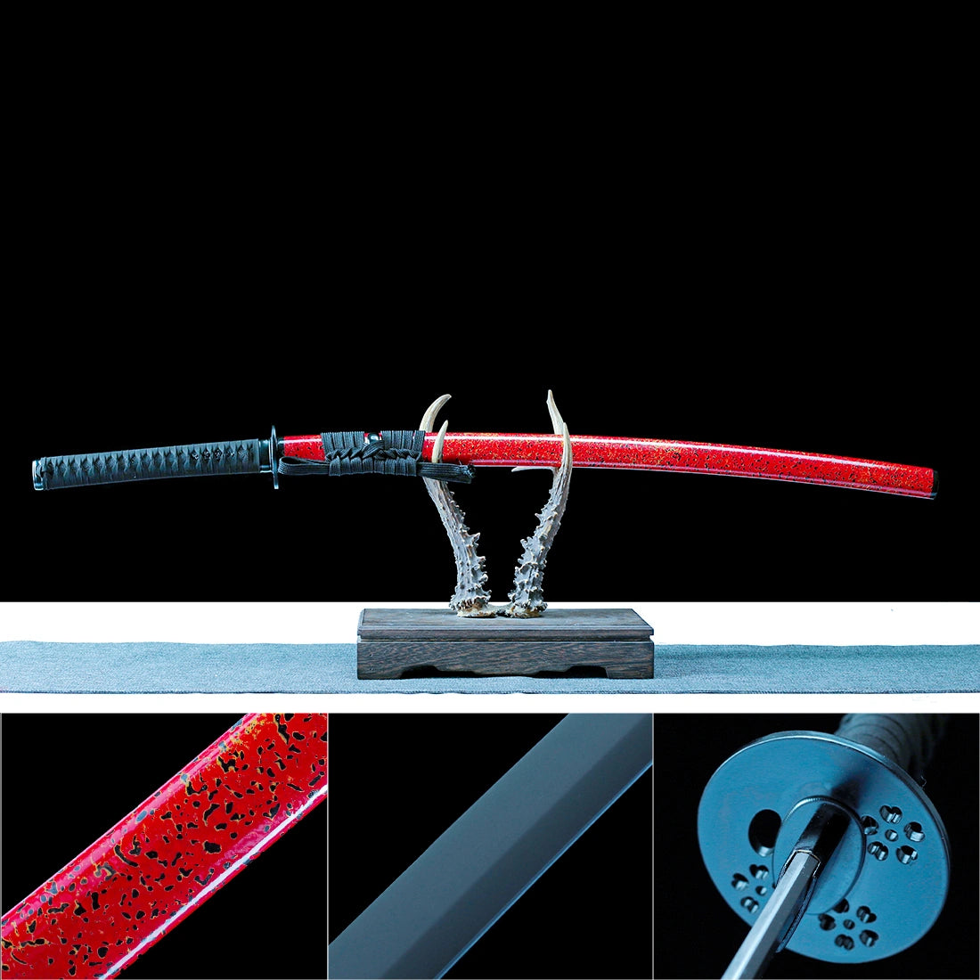 Real Katana Sword – High Performance Titanium-Coated Carbon Steel Blade – Never Rusts – Red – Tactical Sword