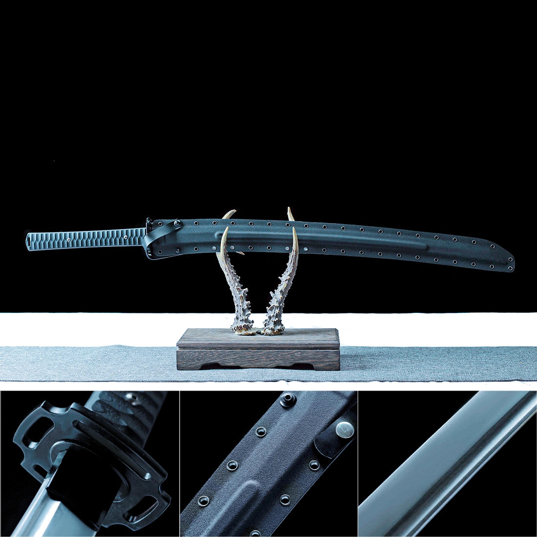 Tactical Katana – Black 1065 Manganese Steel Blade – Hand Forged
