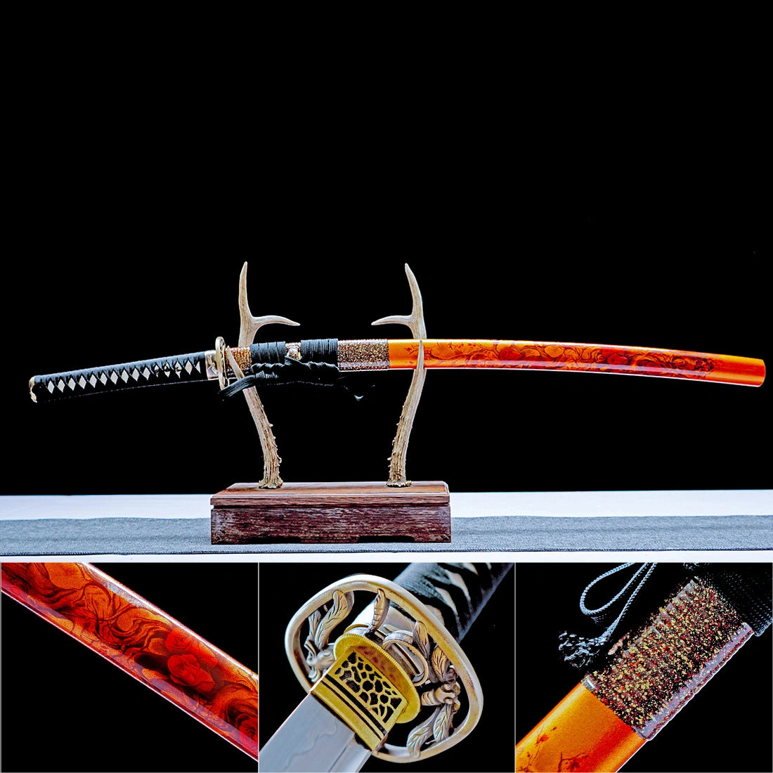 True Katana Sword – T10 High Carbon Steel Blade – Orange – Clay Tempering – Full Tang