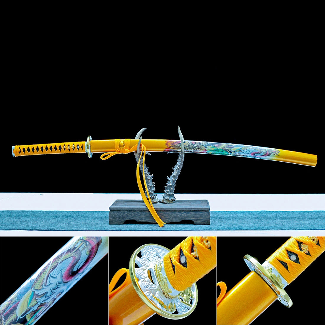 True Japanese Katana Sword – Handmade 1065 Carbon Steel Blade – Gold – Clay Tempered – Premium Quality