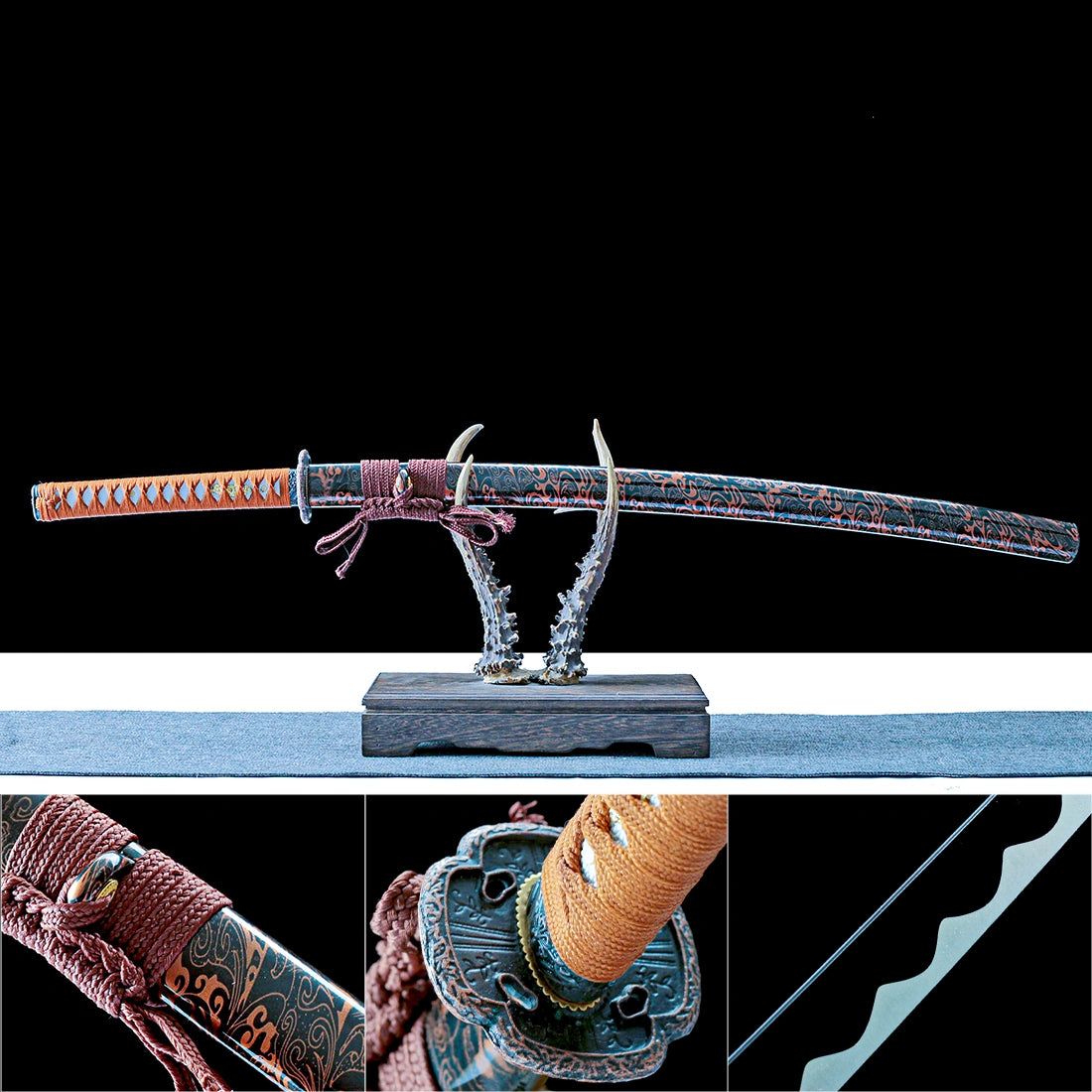 True Japanese Katana Sword – Handmade Black 1065 Carbon Steel Blade