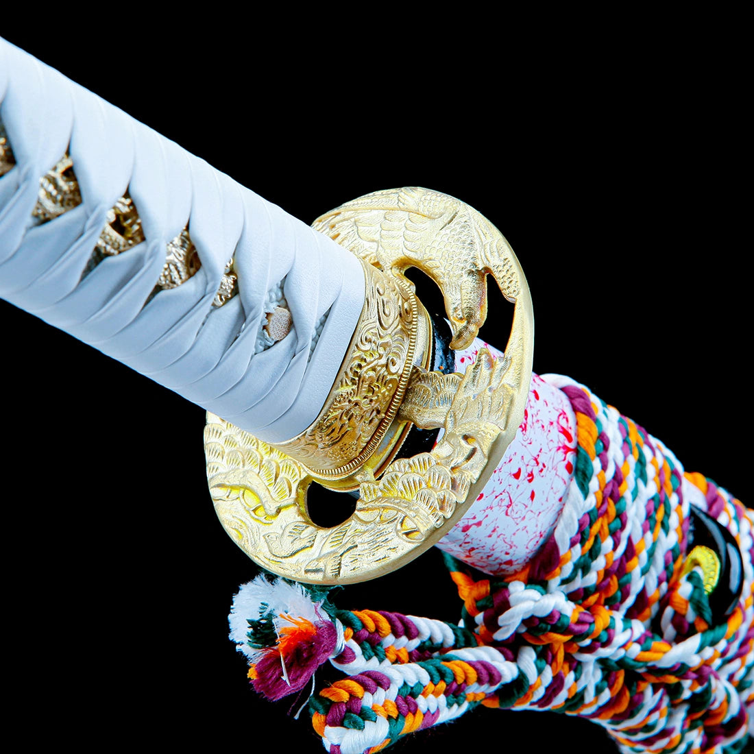 True Katana Sword – Handmade Damascus Pattern Steel Blade – Full Tang – High Performance – White Scabbard