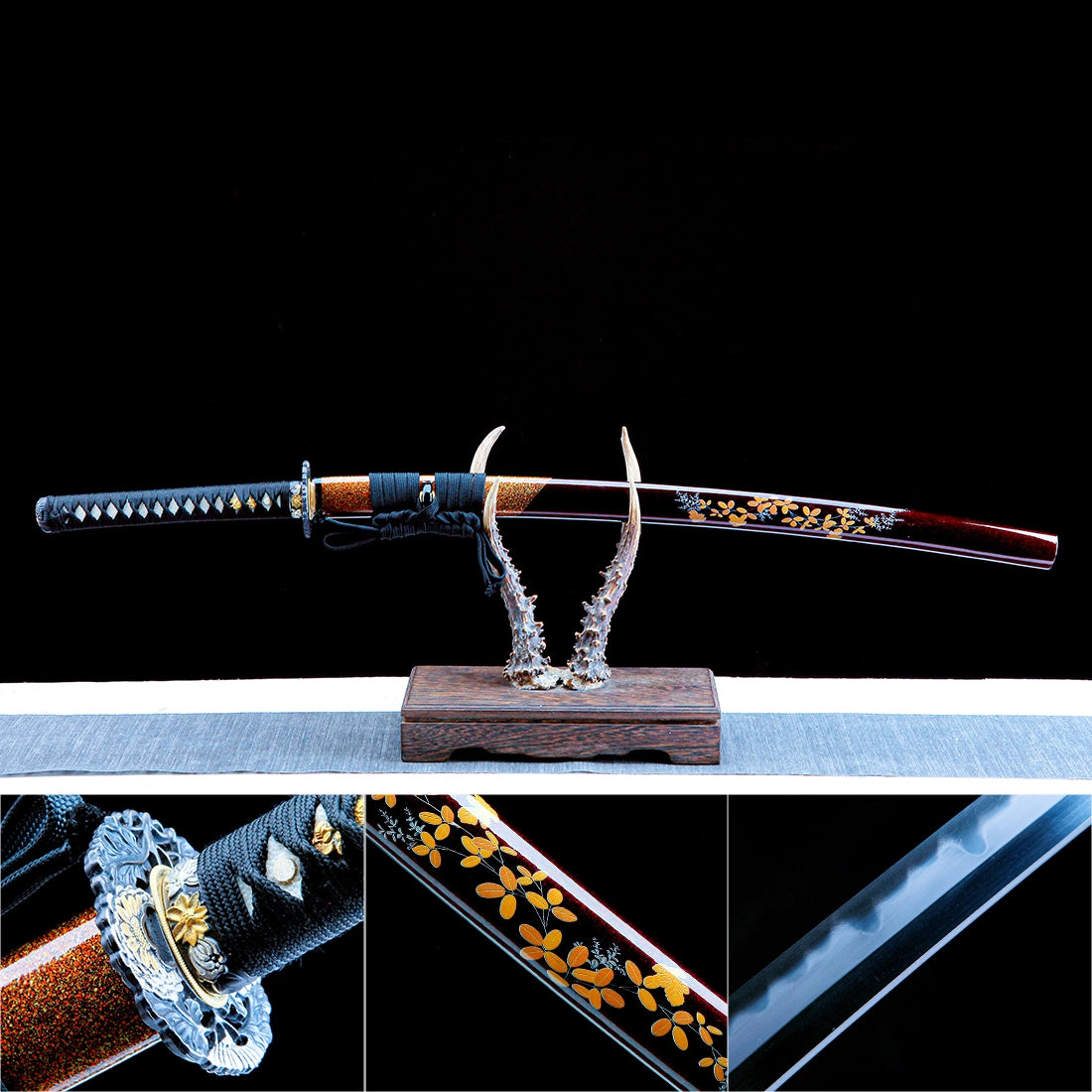 True Katana Sword – Handmade T10 Carbon Steel Blade – Red Scabbard – Battle Ready