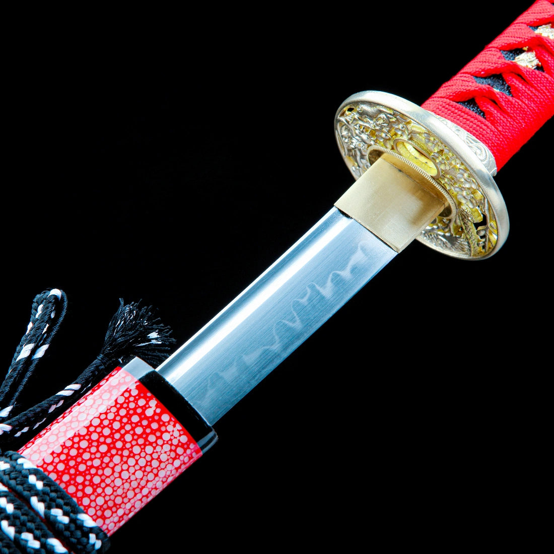 True Katana Sword – Handmade T10 High Carbon Steel Blade – Black – Full Tang – Battle Ready