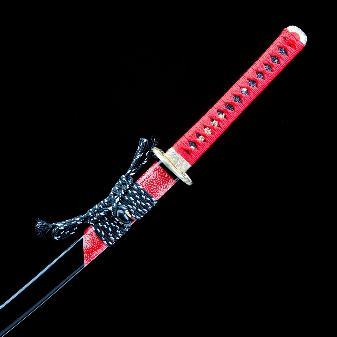 True Katana Sword – Handmade T10 High Carbon Steel Blade – Black – Full Tang – Battle Ready