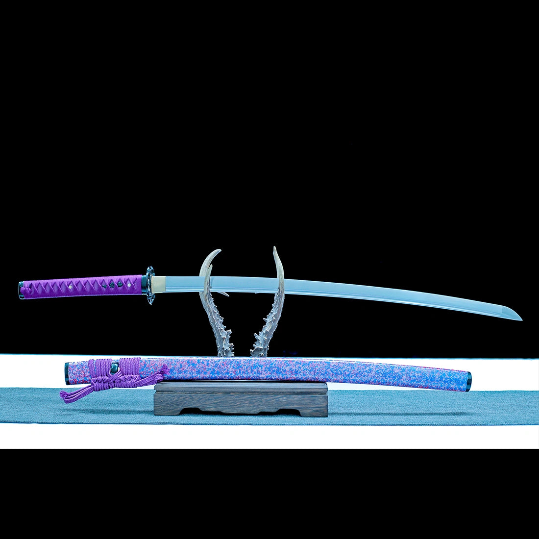 True Katana Sword – Handmade T10 Steel Blade – Purple – Battle Ready