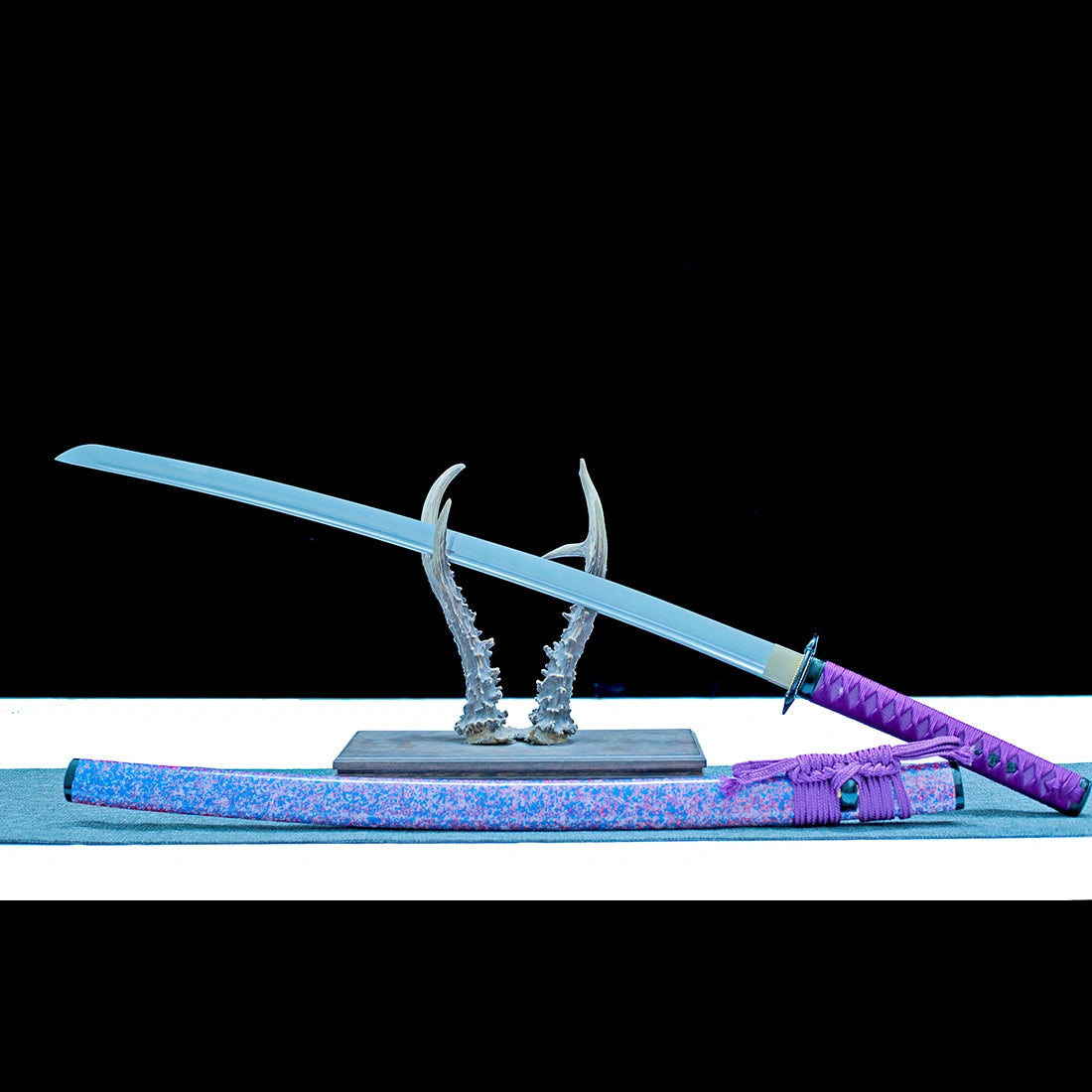True Katana Sword – Handmade T10 Steel Blade – Purple – Battle Ready