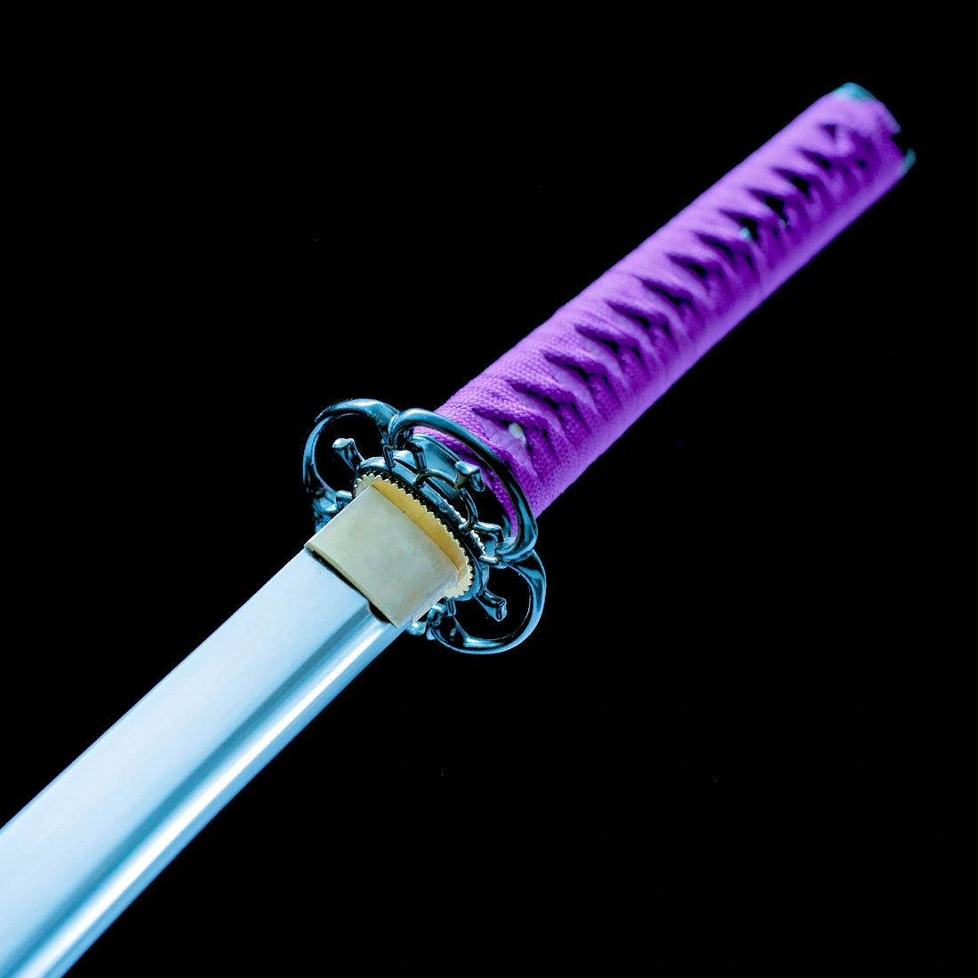 True Katana Sword – Handmade T10 Steel Blade – Purple – Battle Ready