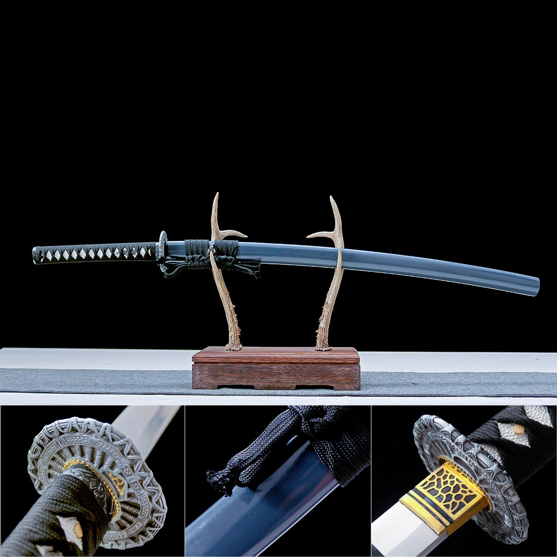True Katana Sword – High Performance T10 Carbon Steel Blade – Gray Scabbard – Full Tang