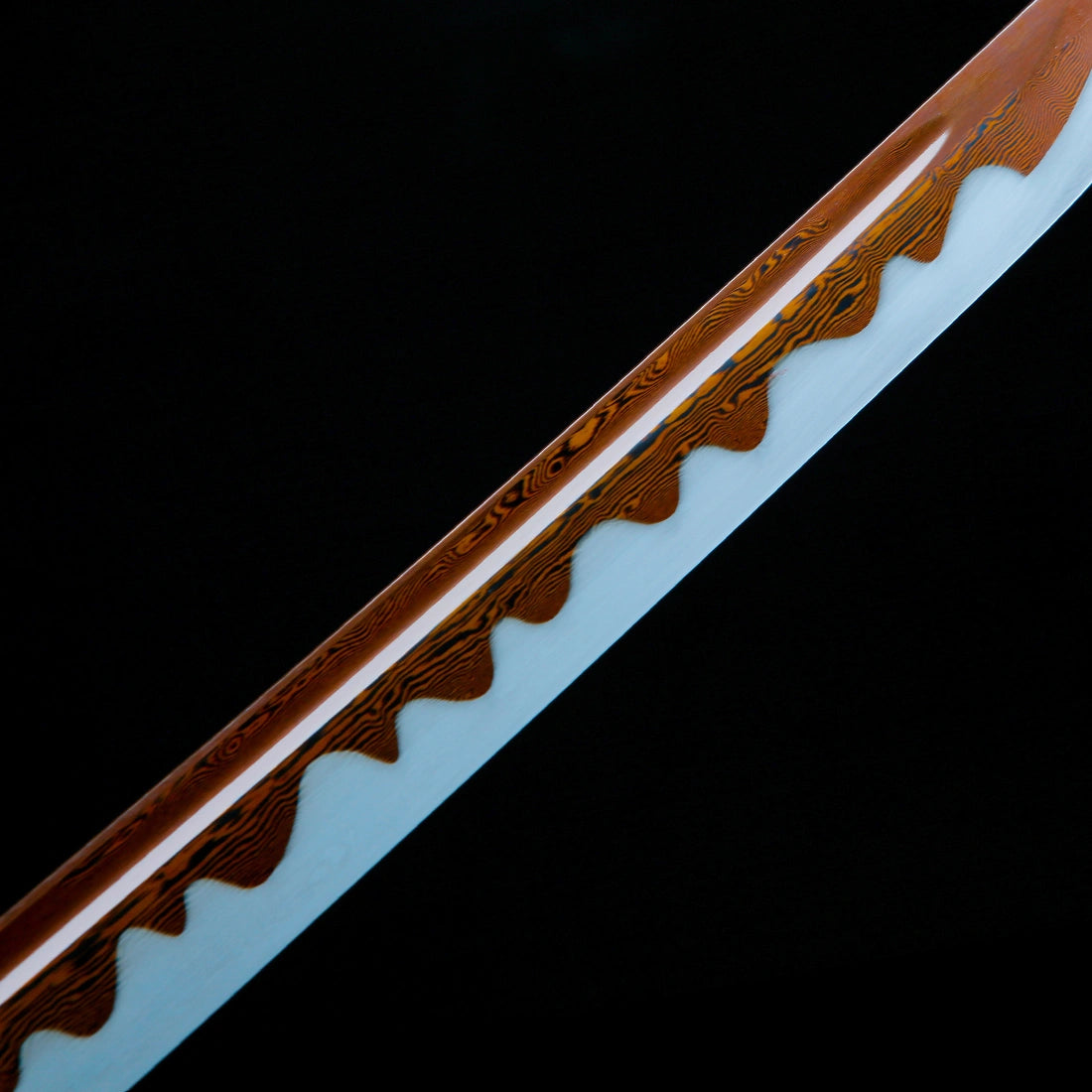 True Katana – Handmade Damascus Pattern Steel Blade – Red – Full Tang – Collector’s Edition