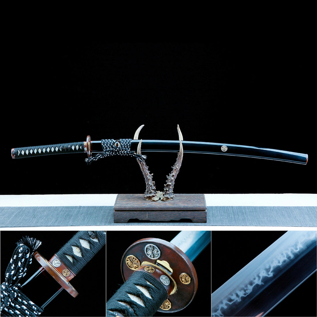 True Katana – Handmade T10 High Carbon Steel Blade – Black – High Performance – Full Tang
