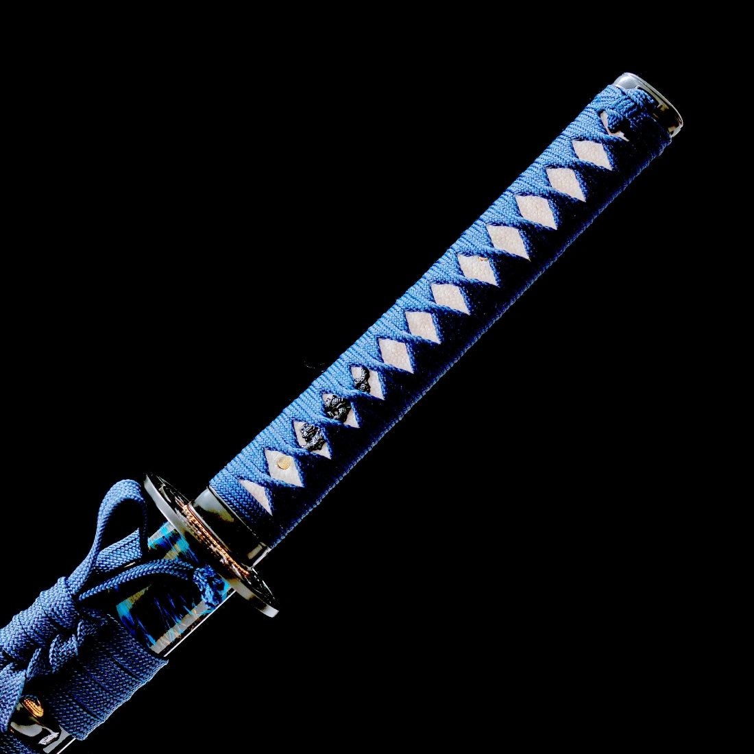 Real Katana Sword – Handmade T10 Carbon Steel Blade – Blue – Battle Ready