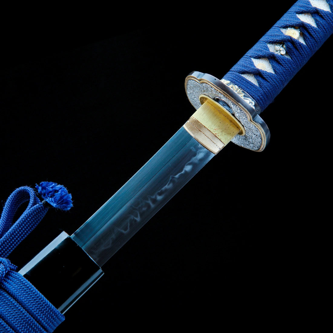 Real Katana Sword – Handmade T10 Clay Tempering Steel Blade – Black Scabbard – Battle Ready