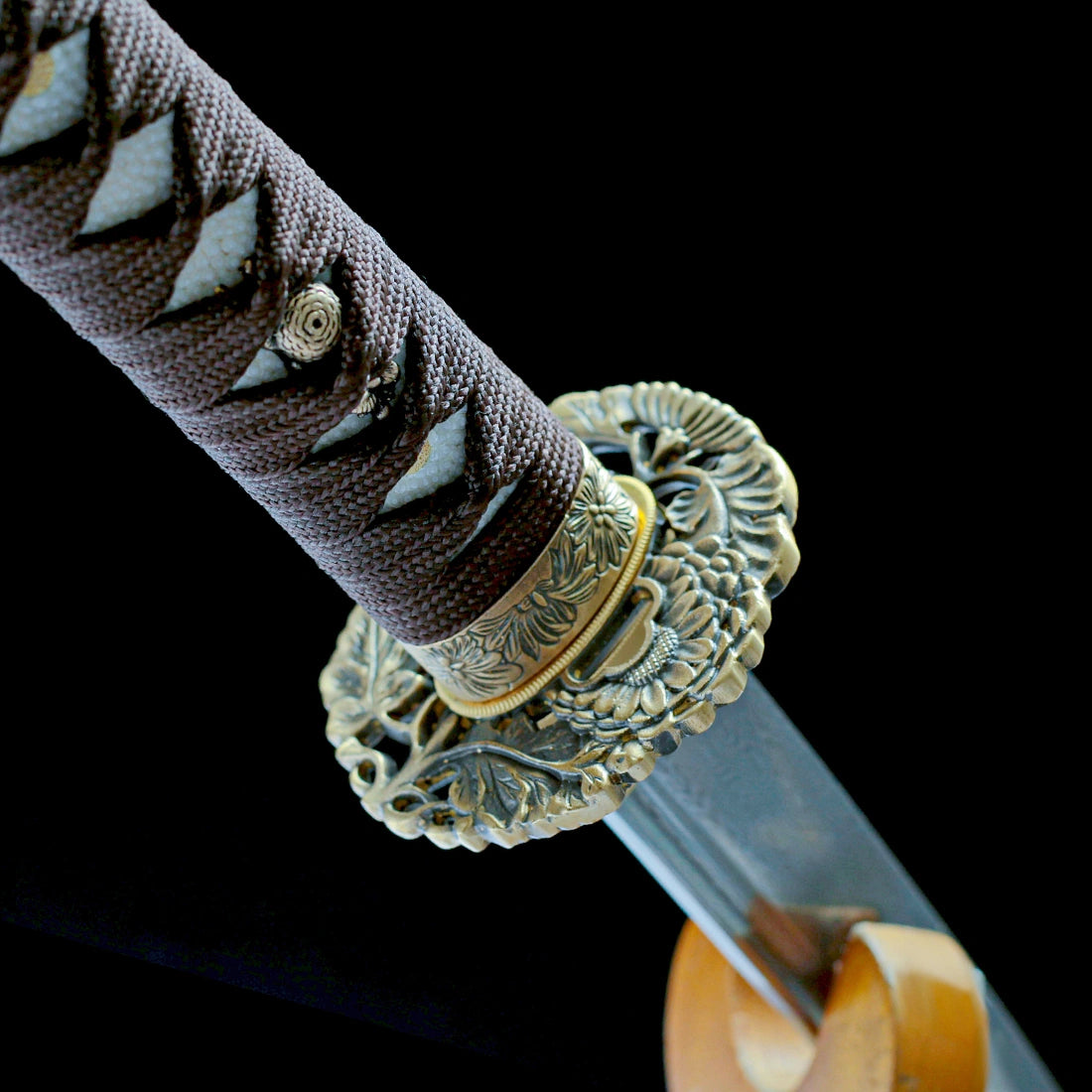 Wakizashi – Handmade Japanese Wakizashi Sword – Damascus Pattern Steel Blade – Black Saya