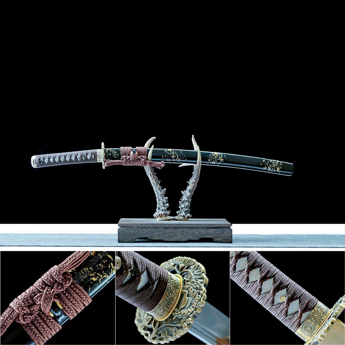 Handmade Japanese Wakizashi Sword – Damascus Pattern Steel Blade