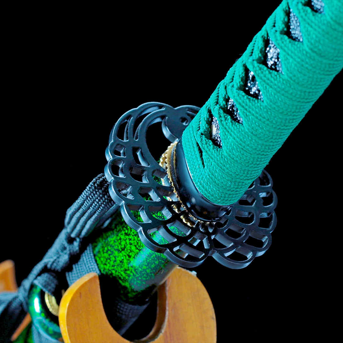 Authentic Handmade Katana Sword – T10 Carbon Steel Blade – Full Tang – Green – High Performance