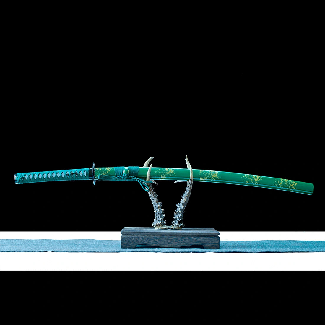 Authentic Handmade Katana Sword – T10 Carbon Steel Blade – Green – Full Tang – High Performance