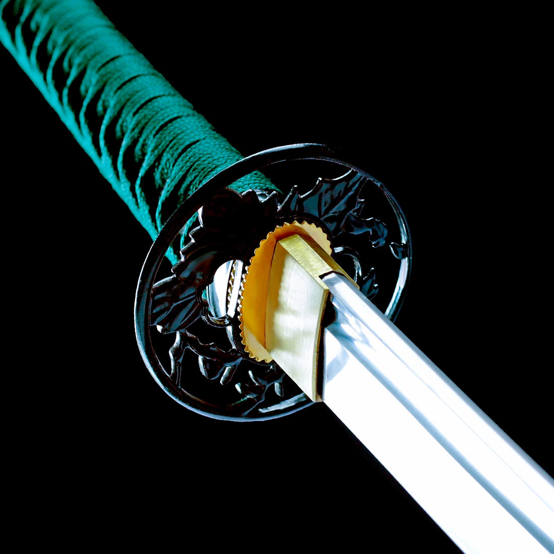 Authentic Handmade Katana Sword – T10 Carbon Steel Blade – Green – Full Tang – High Performance