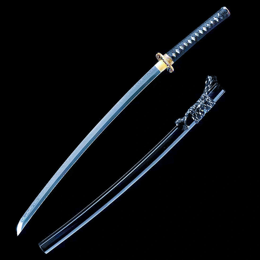 Authentic Katana Sword – Handmade T10 Carbon Steel Blade – Full Tang – Black