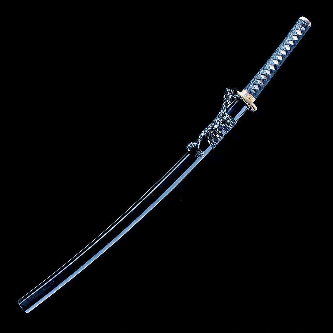 Authentic Katana Sword – Handmade T10 Carbon Steel Blade – Full Tang – Black