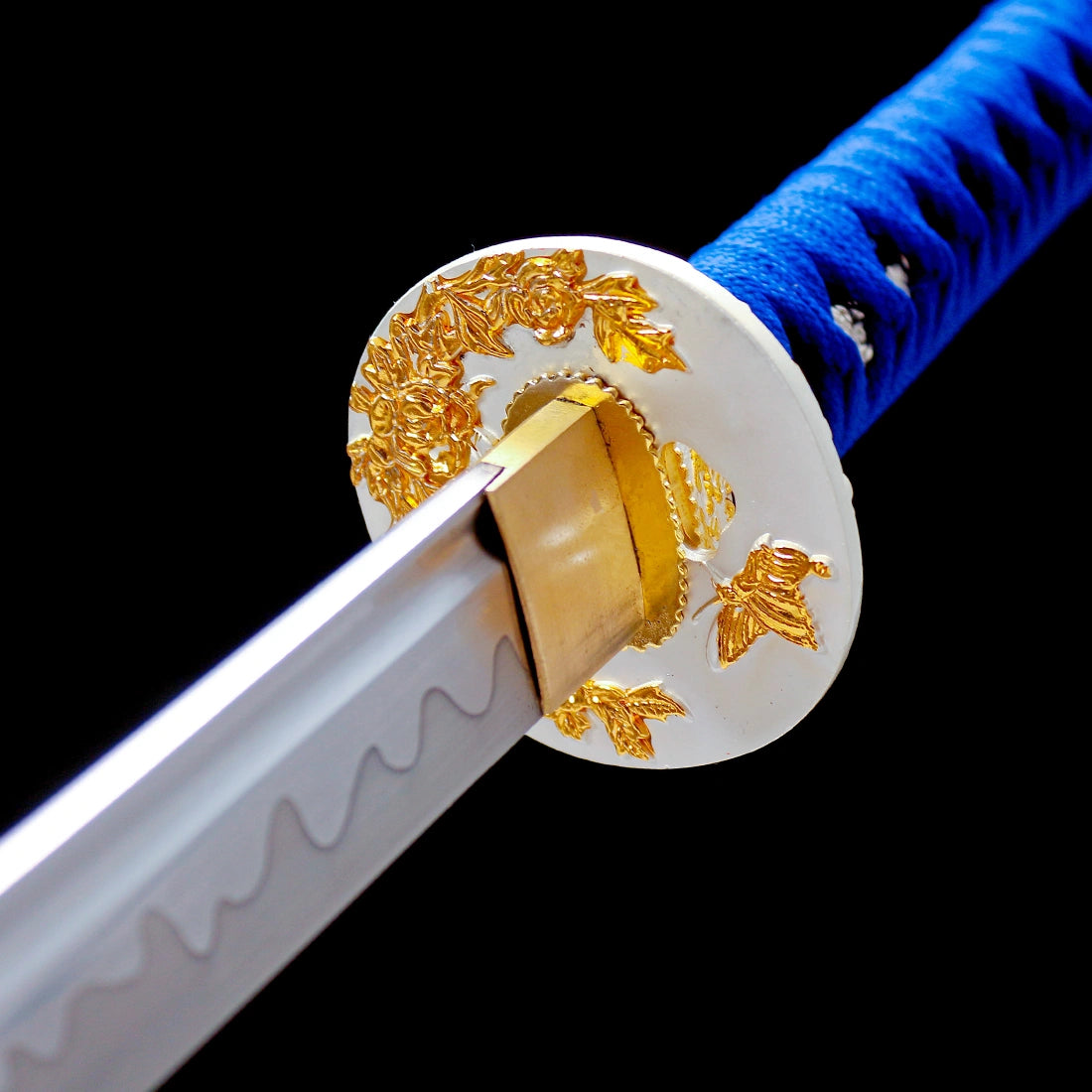 Real Japanese Katana Sword – Handmade T10 Carbon Steel Blade – White – Full Tang