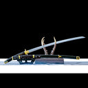 Real Japanese Katana Sword – Damascus Pattern Steel Blade – Full Tang – Black – High Performance