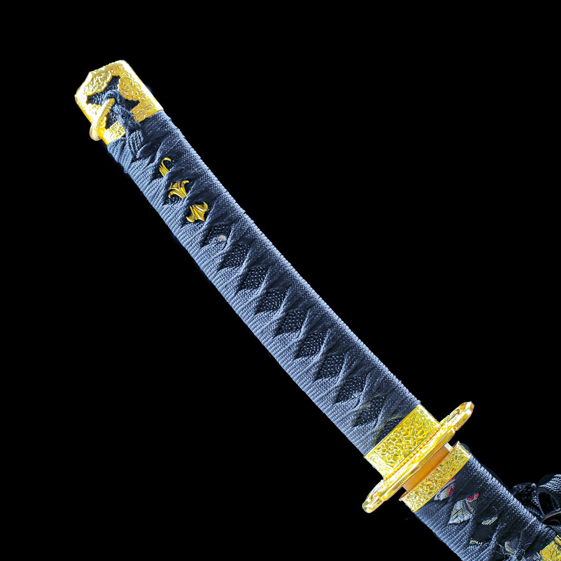 Real Japanese Katana Sword – Damascus Pattern Steel Blade – Full Tang – Black – High Performance