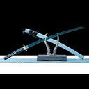 Real Japanese Katana Sword – Handmade Black T10 Steel Blade – White Scabbard
