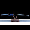 Authentic Japanese Katana Sword – Handmade Damascus Pattern Steel Blade – Black Scabbard