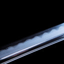 Authentic Japanese Katana Sword – Handmade Damascus Pattern Steel Blade – Black Scabbard