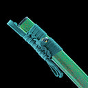 Green lacquer saya and mounting detail on the Verdant Thorn katana