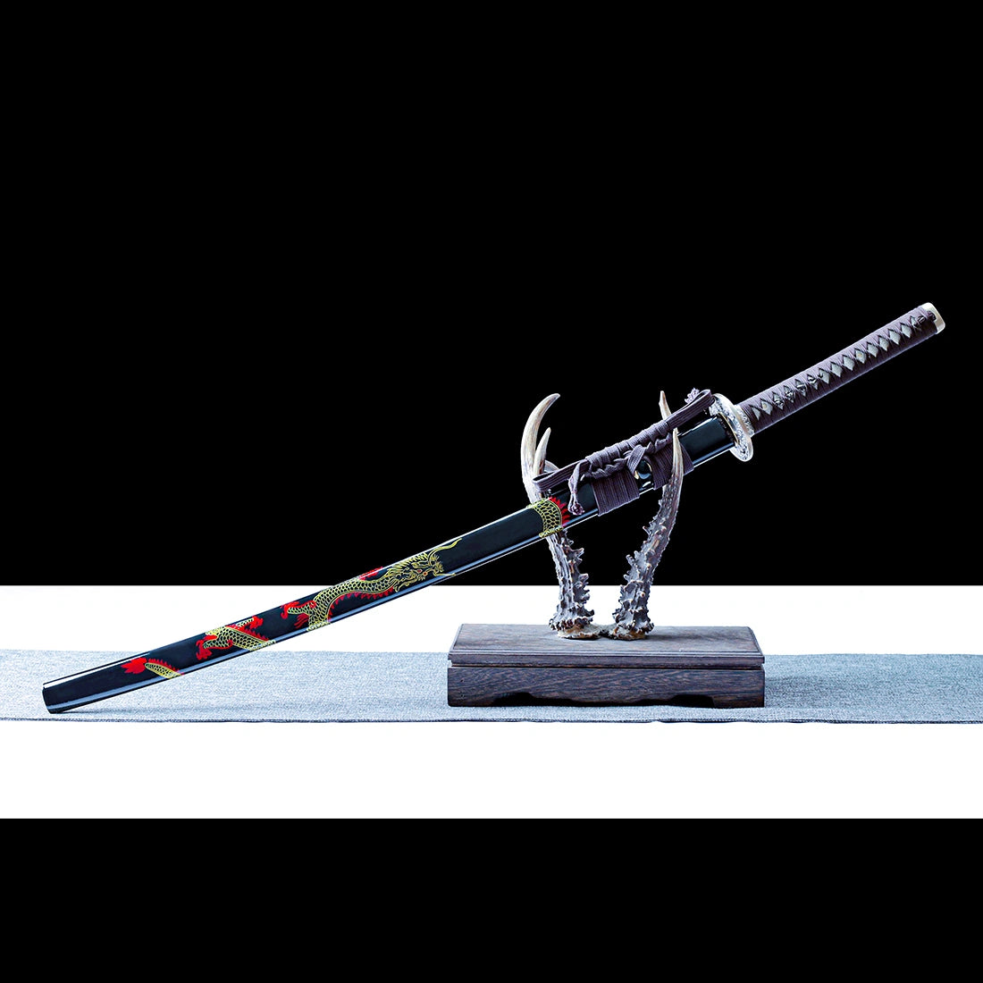 Authentic Japanese Katana – High Performance T10 Carbon Steel Blade – Black Scabbard – Full Tang