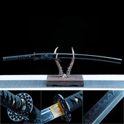 Authentic Katana Sword – Handmade 1065 Carbon Steel Blade – Black – Full Tang – Battle Ready